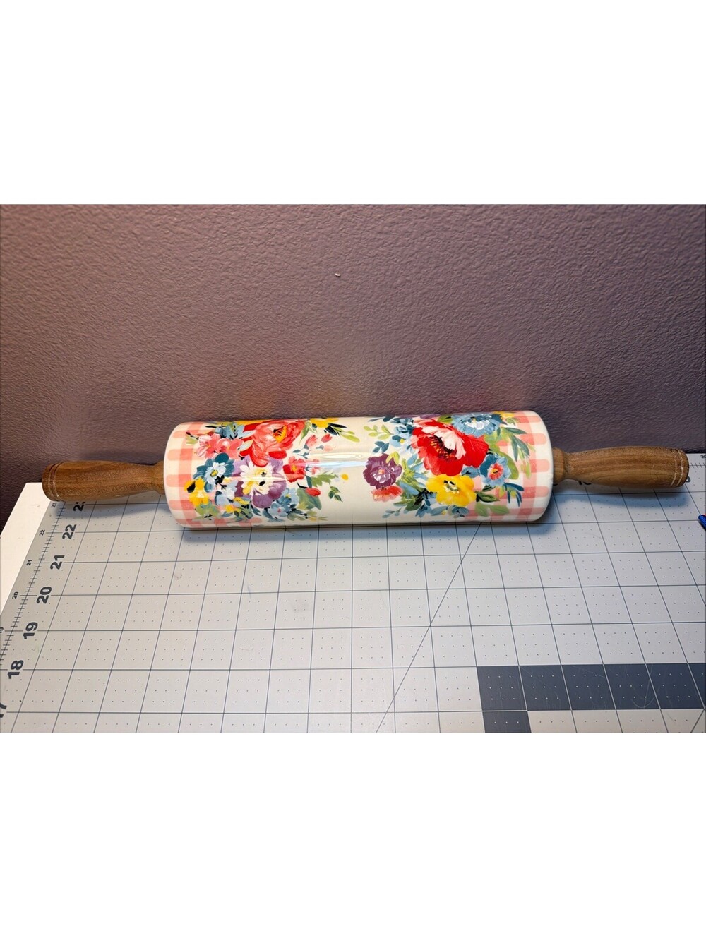 Pioneer Woman Sweet Romance Blossoms Ceramic Rolling Pin